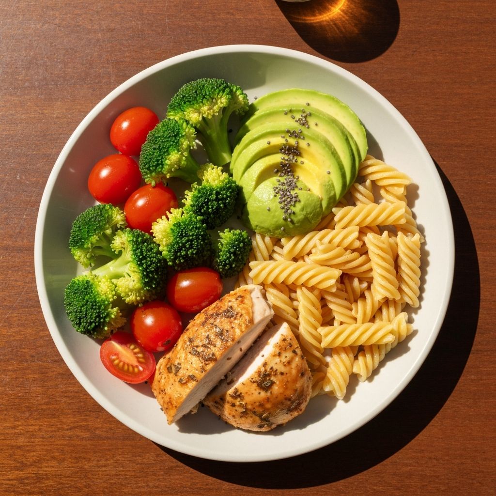 Przykład zbilansowanego posiłku na talerzu